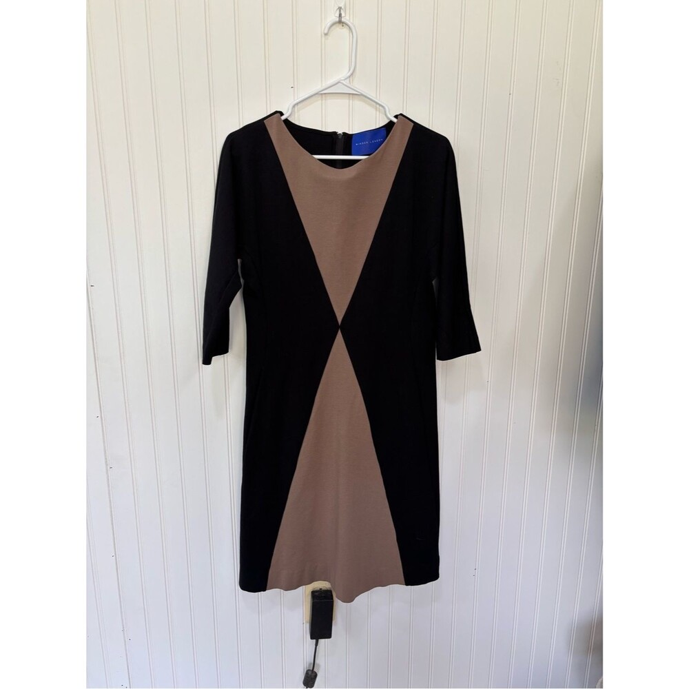Windsor London Black and Taupe Colorblock Midi Dress business casual